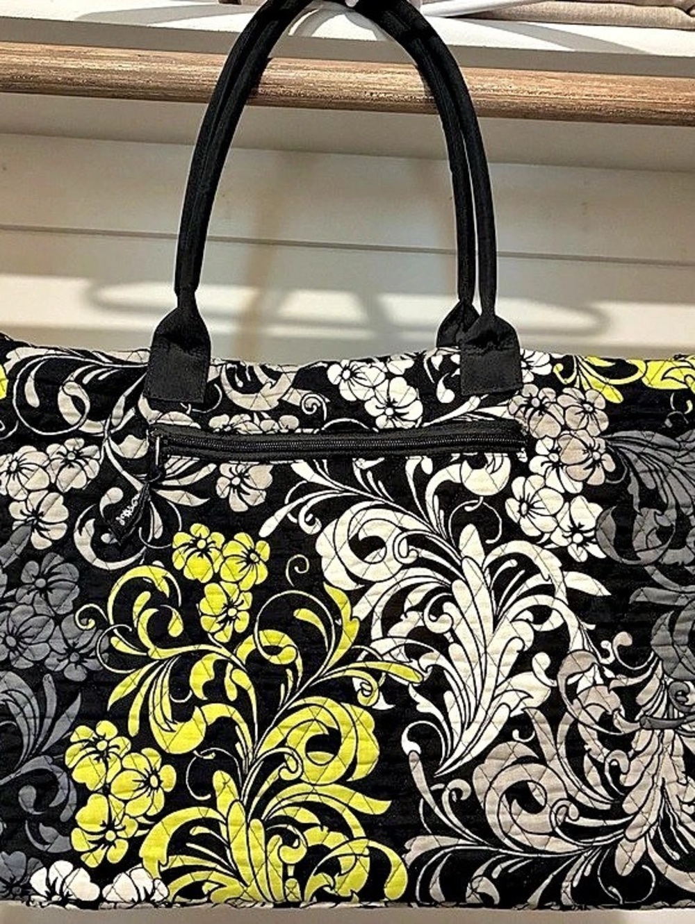 Nicole Brayden Chartreuse Tote in Black & Yellow Floral